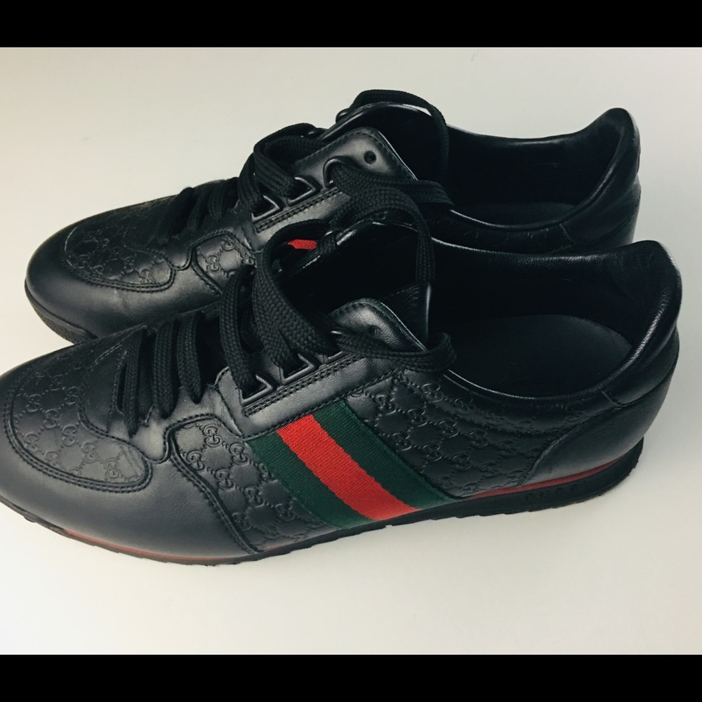 Authentic Leather Gucci Sneaker With Web